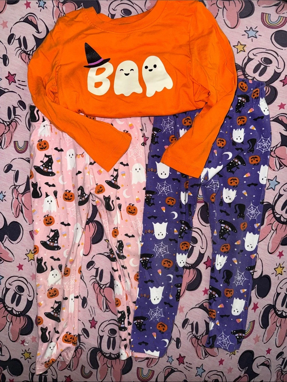 Halloween 'Boo' Ghosts Orange Top with Gymboree Pink & Purple Ghost leggings